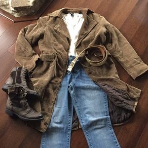 EUC Vintage Corduroy Brown Quilt-lined Trench Coat